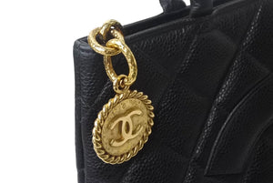 CHANEL シャネル 復刻トートブラック ハンドバッグ ココマーク 7番台 キャビアスキン ブラック ゴールド金具 美品 中古 4c068914