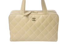 Load image into Gallery viewer, CHANEL シャネル ワイルドステッチ ミニボストンバッグ ハンドバッグ 7番台 カーフスキン ベージュ ゴールド金具 美品 中古 4c068916