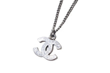 画像をギャラリービューアに読み込む, CHANEL シャネル ココマーク ネックレス ラインストーン アクセサリー 6.0g メタル フランス製 シルバー 美品 中古 4c068919