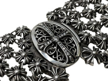 画像をギャラリービューアに読み込む, CHROME HEARTS クロムハーツ チェーンメイルオーバルクロスパヴェダイヤ ネックレス オーダー品 487.7g シルバー 美品 中古 4c068946