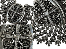 画像をギャラリービューアに読み込む, CHROME HEARTS クロムハーツ チェーンメイルオーバルクロスパヴェダイヤ ネックレス オーダー品 487.7g シルバー 美品 中古 4c068946