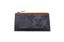 Load image into Gallery viewer, LOUIS VUITTON ルイヴィトン モノグラム コイン カードホルダー カードケース M80827 ブラック オレンジ レザー 美品 中古 4c068952