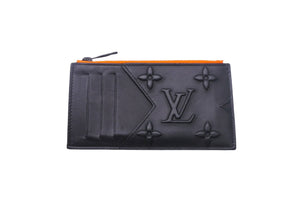 LOUIS VUITTON ルイヴィトン モノグラム コイン カードホルダー カードケース M80827 ブラック オレンジ レザー 美品 中古 4c068952