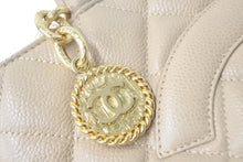 Load image into Gallery viewer, CHANEL シャネル 復刻トート ハンドバッグ 7番台 ココマーク キャビアスキン ベージュ ゴールド金具 美品 中古 4c068961