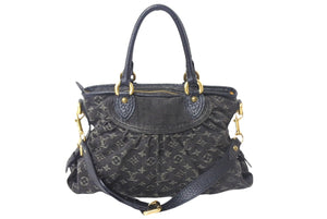 極美品 LOUIS VUITTON ルイヴィトン ネオカヴィMM ハンドバッグ M95351 モノグラムデニム レザー 2WAY ゴールド金具 中古 4c069022