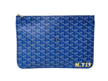 Load image into Gallery viewer, GOYARD ゴヤール セナ MM クラッチバッグ SENAT2MMLTY10CL10P レザー PVC ブルー シルバー金具 美品 中古 4c069079