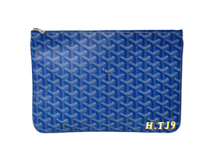 GOYARD ゴヤール セナ MM クラッチバッグ SENAT2MMLTY10CL10P レザー PVC ブルー シルバー金具 美品 中古 4c069079