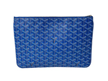 Load image into Gallery viewer, GOYARD ゴヤール セナ MM クラッチバッグ SENAT2MMLTY10CL10P レザー PVC ブルー シルバー金具 美品 中古 4c069079