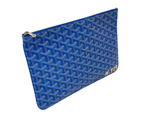 Load image into Gallery viewer, GOYARD ゴヤール セナ MM クラッチバッグ SENAT2MMLTY10CL10P レザー PVC ブルー シルバー金具 美品 中古 4c069079