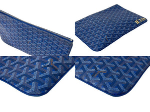 GOYARD ゴヤール セナ MM クラッチバッグ SENAT2MMLTY10CL10P レザー PVC ブルー シルバー金具 美品 中古 4c069079