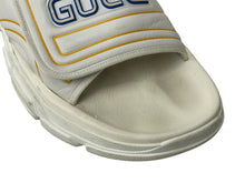 画像をギャラリービューアに読み込む, GUCCI グッチ スライドロゴ ビーチサンダル トリコロール ホワイト 575072 カーフレザー ラバー ホワイト サイズ11 1/2 美品 中古 4c069084