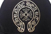 画像をギャラリービューアに読み込む, CHROME HEARTS クロムハーツ キャップ ホースシュー クロスボール CHプラス スクロールラベル 刺繍 ブラック コットン シルバー925 良品 中古 4c069096