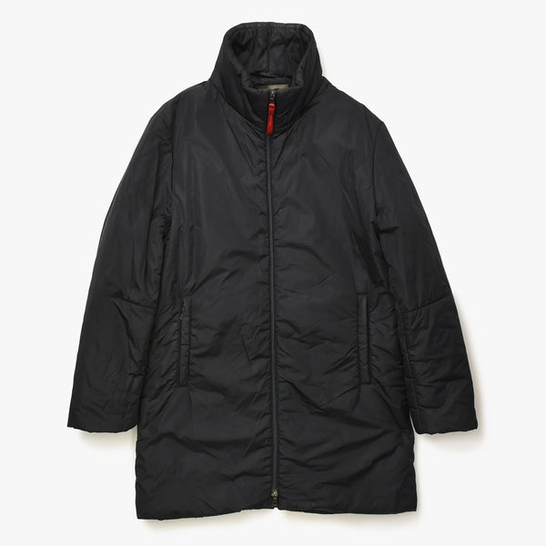 PRADA SPORT プラダスポーツ アーカイブ中綿ナイロンコート SGV294 リネアロッサ 46サイズ ブラック アウター ブロンズ金具 美品 中古 4a006910