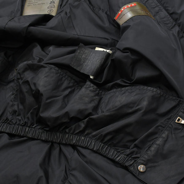 PRADA SPORT プラダスポーツ アーカイブ中綿ナイロンコート SGV294 リネアロッサ 46サイズ ブラック アウター ブロンズ金具 美品 中古 4a006910