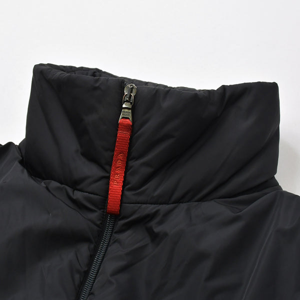 PRADA SPORT プラダスポーツ アーカイブ中綿ナイロンコート SGV294 リネアロッサ 46サイズ ブラック アウター ブロンズ金具 美品 中古 4a006910