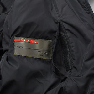 PRADA SPORT プラダスポーツ アーカイブ中綿ナイロンコート SGV294 リネアロッサ 46サイズ ブラック アウター ブロンズ金具 美品 中古 4a006910