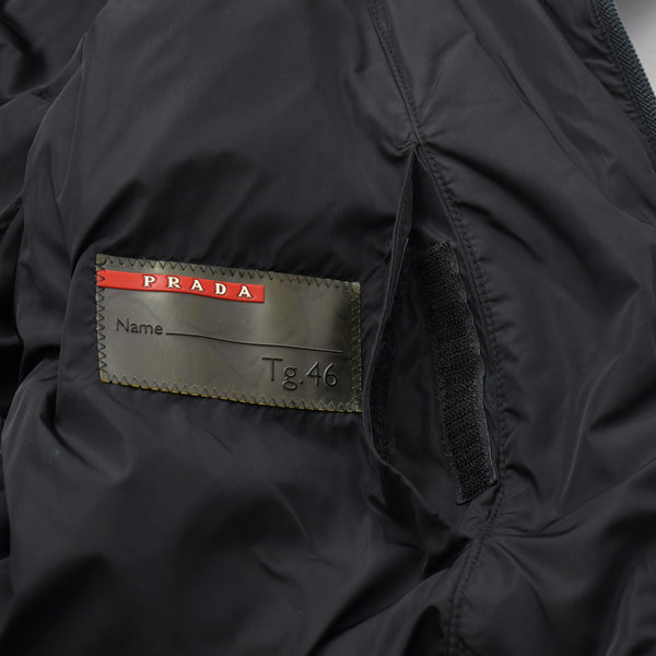 PRADA SPORT プラダスポーツ アーカイブ中綿ナイロンコート SGV294 リネアロッサ 46サイズ ブラック アウター ブロンズ金具 美品 中古 4a006910
