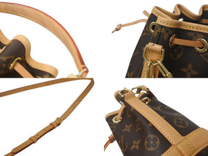 極美品 LOUIS VUITTON ルイヴィトン ナノ ノエ ハンドバッグ ショルダーバッグ M81266 2WAY ブラウン PVC レザー ゴールド金具 中古 4c069108