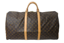 画像をギャラリービューアに読み込む, LOUIS VUITTON ルイ ヴィトン キーポル60 ボストンバッグ M41422 モノグラム ブラウン PVC ヌメ革 レザー 美品 中古 4c069186