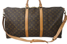 画像をギャラリービューアに読み込む, LOUIS VUITTON ルイヴィトン キーポルバンドリエール55 ボストンバッグ M41414 モノグラム PVC レザー ブラウン 美品 中古 4c069199