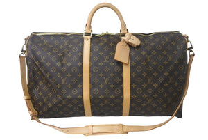 極美品 LOUIS VUITTON ルイヴィトン キーポルバンドリエール60 ボストンバッグ M41412 モノグラム PVC ヌメ革 ブラウン 中古 4c069235