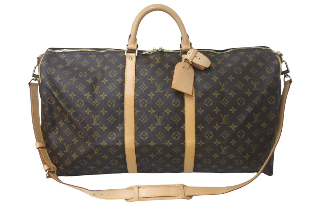 極美品 LOUIS VUITTON ルイヴィトン キーポルバンドリエール60 ボストンバッグ M41412 モノグラム PVC ヌメ革 ブラウン 中古 4c069235