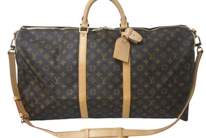 極美品 LOUIS VUITTON ルイヴィトン キーポルバンドリエール60 ボストンバッグ M41412 モノグラム PVC ヌメ革 ブラウン 中古 4c069235