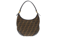 画像をギャラリービューアに読み込む, 極美品 FENDI フェンディ ホーボー ワンショルダーバッグ 8BR234 ズッカ柄 キャンバス レザー ブラウン ゴールド金具 中古 4b006925