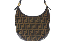 画像をギャラリービューアに読み込む, 極美品 FENDI フェンディ ホーボー ワンショルダーバッグ 8BR234 ズッカ柄 キャンバス レザー ブラウン ゴールド金具 中古 4b006925