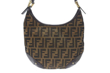 画像をギャラリービューアに読み込む, 極美品 FENDI フェンディ ホーボー ワンショルダーバッグ 8BR234 ズッカ柄 キャンバス レザー ブラウン ゴールド金具 中古 4b006925
