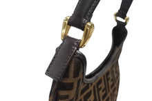 画像をギャラリービューアに読み込む, 極美品 FENDI フェンディ ホーボー ワンショルダーバッグ 8BR234 ズッカ柄 キャンバス レザー ブラウン ゴールド金具 中古 4b006925