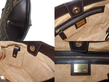 画像をギャラリービューアに読み込む, 極美品 FENDI フェンディ ホーボー ワンショルダーバッグ 8BR234 ズッカ柄 キャンバス レザー ブラウン ゴールド金具 中古 4b006925