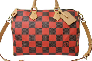 未使用 LOUIS VUITTON ルイヴィトン 新作 スピーディバンドリエール 40 レッド ブラウン ダミエポップ レザー N40580 中古 4c069279