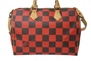 未使用 LOUIS VUITTON ルイヴィトン 新作 スピーディバンドリエール 40 レッド ブラウン ダミエポップ レザー N40580 中古 4c069279