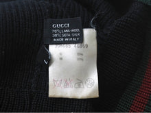 画像をギャラリービューアに読み込む, GUCCI ニットキャップ 帽子 シェリーライン 206085 4G869 イタリア製 ウール シルク ブラック グリーン レッド サイズL 美品 中古 4c069317