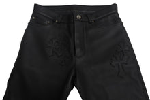 画像をギャラリービューアに読み込む, 新品未使用 Chrome hearts クロムハーツ レザーパンツ ブラック レザーパッチ シルバー925 サイズ30 中古 4c069356