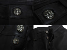 画像をギャラリービューアに読み込む, 新品未使用 Chrome hearts クロムハーツ レザーパンツ ブラック レザーパッチ シルバー925 サイズ30 中古 4c069356