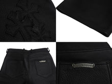 画像をギャラリービューアに読み込む, 新品未使用 Chrome hearts クロムハーツ レザーパンツ ブラック レザーパッチ シルバー925 サイズ30 中古 4c069356