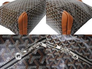 極美品 GOYARD ゴヤール アルトワGM バッグ トートバッグ ARTOISGMLTY01CL03P PVC レザー ブラック ブラウン シルバー金具 中古 4c069370