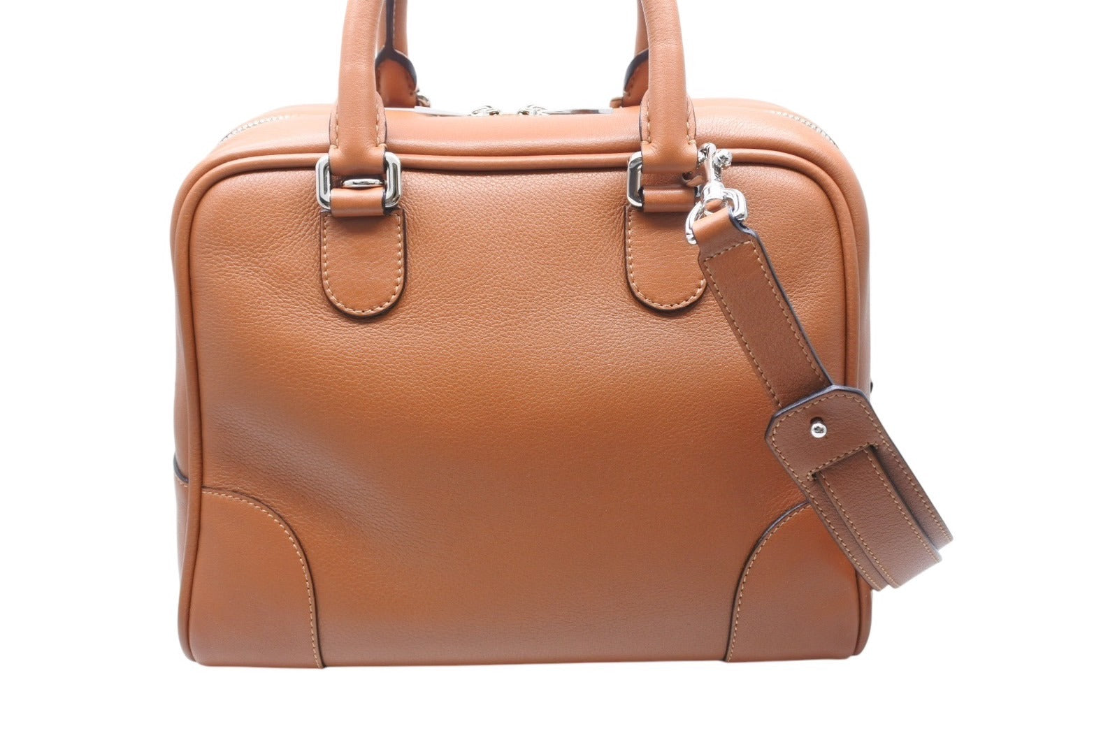 極美品 LOEWE ロエベ アマソナ75 ハンドバッグ 301.30.L03 アナグラムロゴ ブラウン レザー シルバー金具 中古 4c069379  – Casanova Vintage