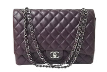 画像をギャラリービューアに読み込む, CHANEL シャネル デカマトラッセ33 Wチェーンショルダーバッグ Wフラップ 15番台 ラムスキン パープル シルバー金具 良品 中古 4c069386