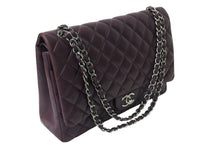 画像をギャラリービューアに読み込む, CHANEL シャネル デカマトラッセ33 Wチェーンショルダーバッグ Wフラップ 15番台 ラムスキン パープル シルバー金具 良品 中古 4c069386