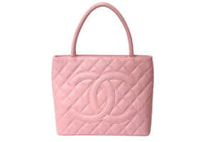 CHANEL シャネル 復刻トートバック A01804 10番台 2003年頃 キャビアスキン ピンク 美品 中古 4c069401