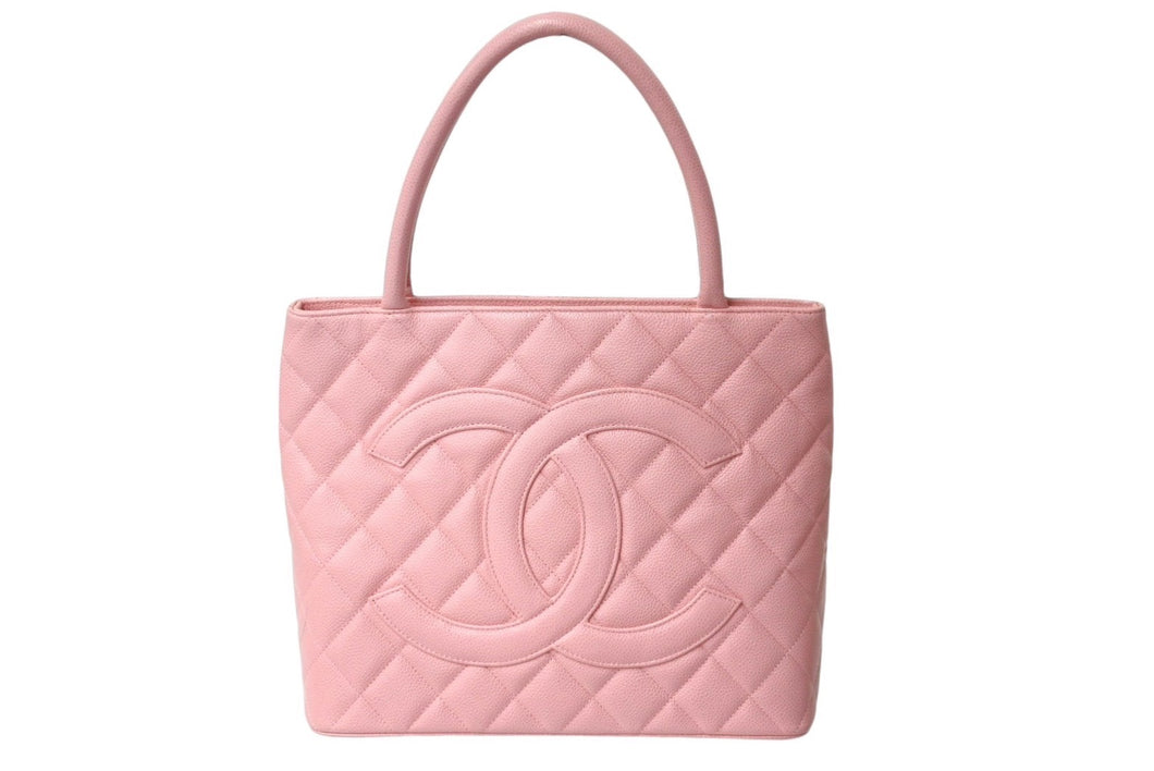 CHANEL シャネル 復刻トートバック A01804 10番台 2003年頃 キャビアスキン ピンク 美品 中古 4c069401