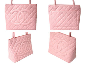 CHANEL シャネル 復刻トートバック A01804 10番台 2003年頃 キャビアスキン ピンク 美品 中古 4c069401