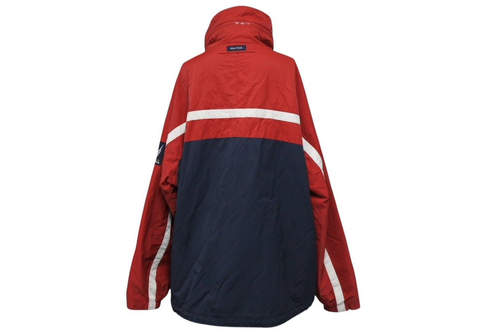 NAUTICA ノーティカ セーリングジャケット ナイロン ブルゾン XL レッド ネイビー コットン ナイロン 美品 中古 4c069408