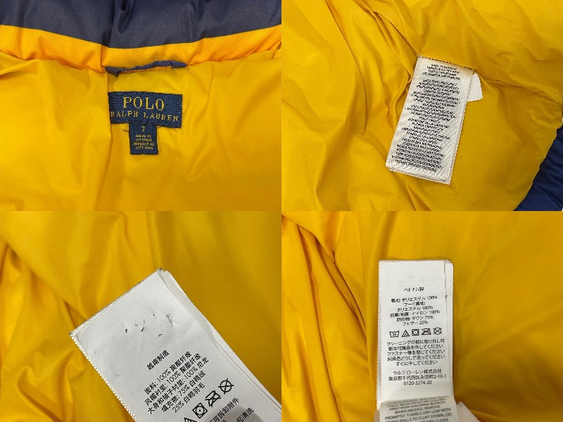 極美品 POLO RALPH LAUREN ポロ ラルフローレン ダウンジャケット サイズ7 ブルー イエロー 中古 4c069414 –  Casanova Vintage