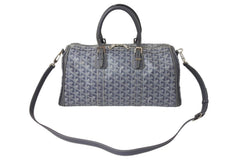 極美品 GOYARD ゴヤール クロワジエール35 ボストンバッグ グレー PVC レザー シルバー金具 中古 4c069428