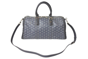 極美品 GOYARD ゴヤール クロワジエール35 ボストンバッグ グレー PVC レザー シルバー金具 中古 4c069428