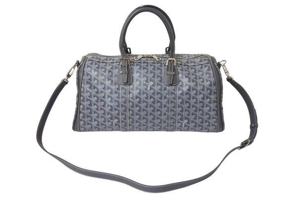極美品 GOYARD ゴヤール クロワジエール35 ボストンバッグ グレー PVC レザー シルバー金具 中古 4c069428